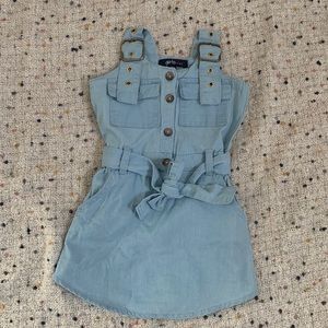 Girls denim dress adjustable straps and waist tie size 24m